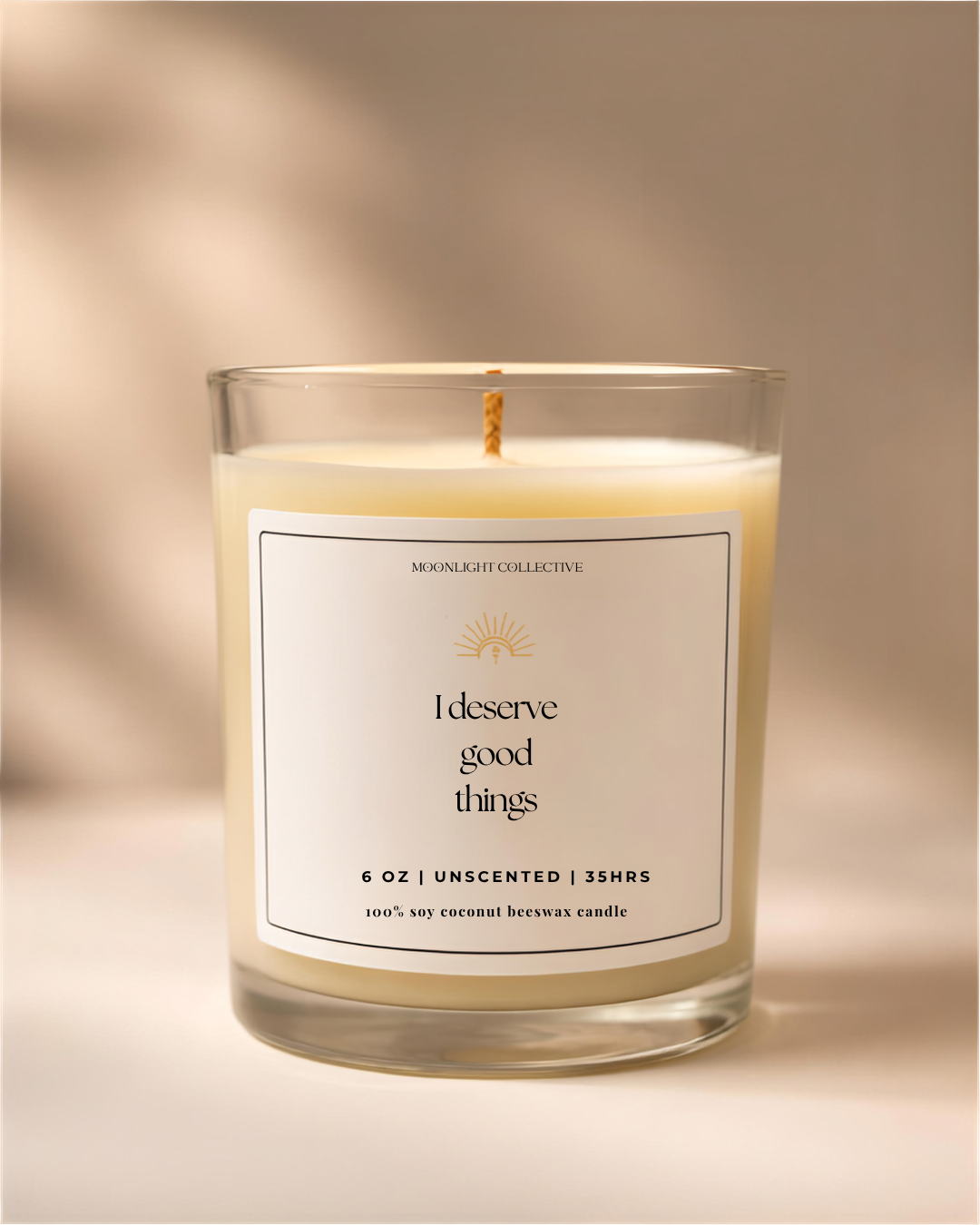 Affirmation Soy Coconut Beeswax Candle | Unscented | 6 oz